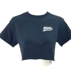 San Francisco 49ers Double Script Retro Logo NFL "Cropped" Crop Top Football Tee